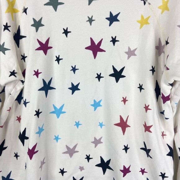 Monrow Women's Multicolor Falling Stars Oversized Pullover Raglan Sweatshirt M - Picture 3 of 5